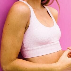 Zyia Active Light n Tight Strappy Bra pink leopard unicorn light pink size L